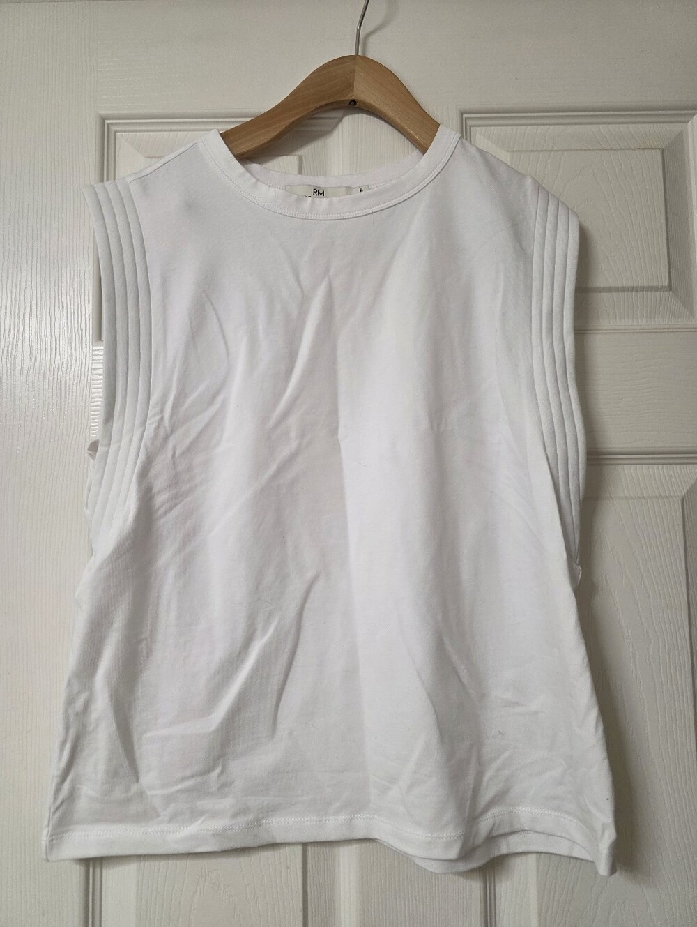 Rebecca Minkoff Sleeveless White Rib-Trim Top
